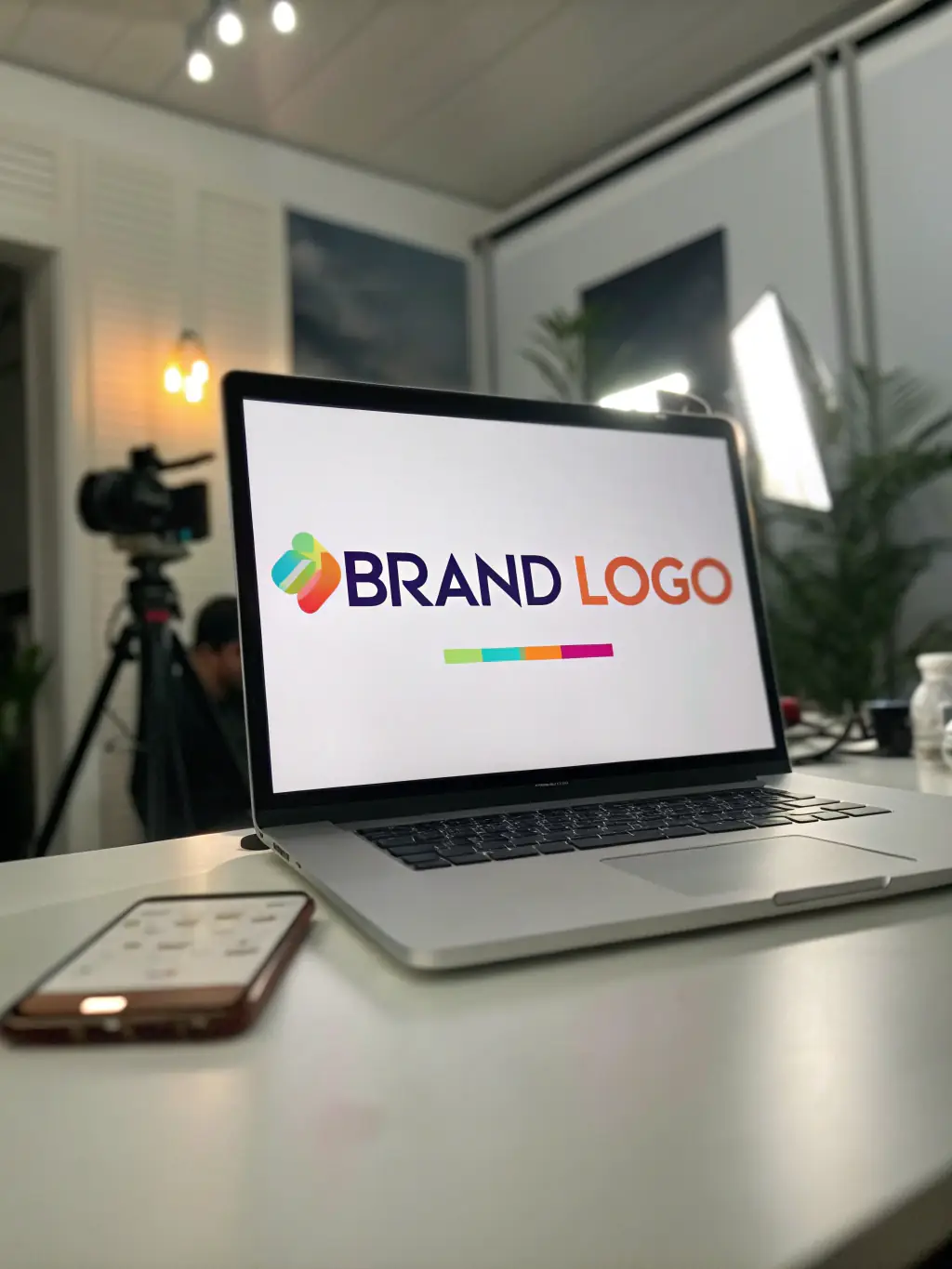 A creative and impactful image showcasing a brand's logo and key messaging, symbolizing NordCore Media's brand storytelling expertise and its ability to craft compelling narratives.